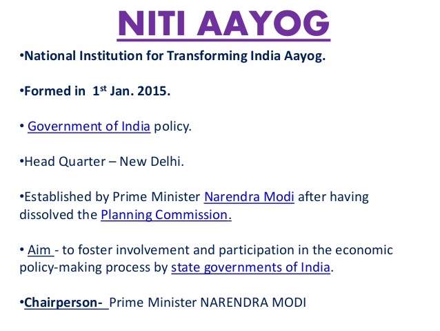 Government Of India Scheme Notes – NITI Aayog – For W.B.C.S. Examination.