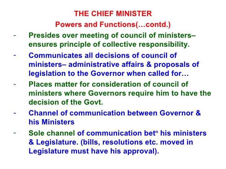 W.B.C.S. Notes – Political Science – Chief Minister And Council Of Ministers.