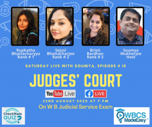 Saturday Live With Soumya – Episode 18 – Discussion On West Bengal Judicial Service Examination.