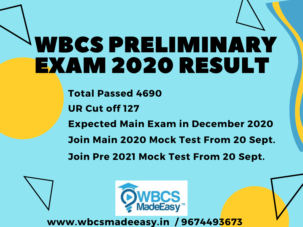 WBCS-Preliminary-Exam-2020 Result Cut off