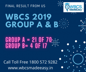 WBCS Group A and Group B 2019 Final Result And Cut Off Marks – Huge Success from WBCS MADE EASY