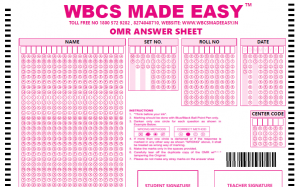WBCS MADE EASY OMR ANSWER SHEET FOR WBCS SSC PSC EXAMS