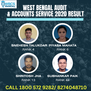 West Bengal Audit And Accounts Service WBAAS Exam 2020 Final Result – Cut Off Marks