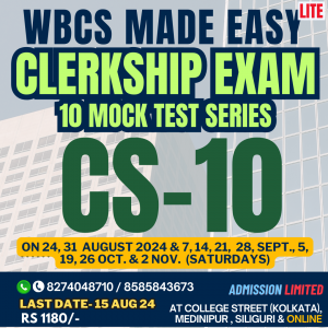 WBPSC Clerkship (Part 1) Exam 2024 Standard Mock Test Series CS-10