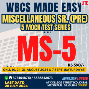 WBPSC Miscellaneous Service (Preliminary) Exam 2023 Standard Mock Test Series MS – 5