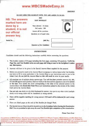 WBPSC Miscellaneous Service Prelims Examination 2023 Solved Question Paper